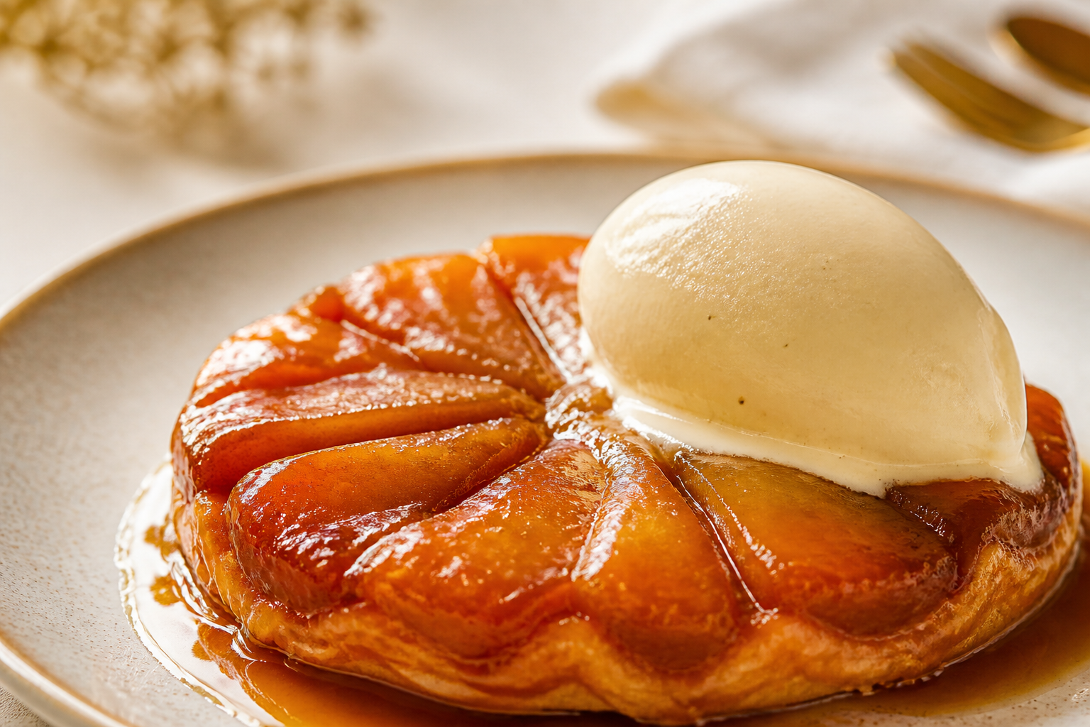 Tarte Tatin servita con gelato